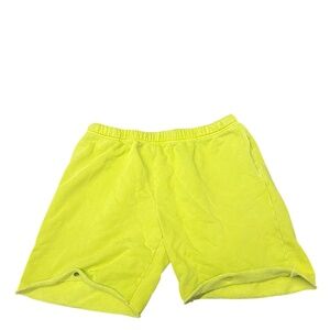 NEW LES TIEN snap front short - unisex in chartreuse (bright greenish/yellow)
